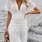 Openwork Plunge Short Sleeve Cover-Up Dress