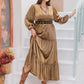 Plus Size Frill Tie Neck Long Sleeve Dress