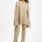 Slit Round Neck Long Sleeve Top and Drawstring Pants Sweater Set