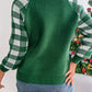 Reindeer Plaid Round Neck Long Sleeve Sweater