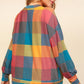 Haptics Round Neck Color Block Plaid Top