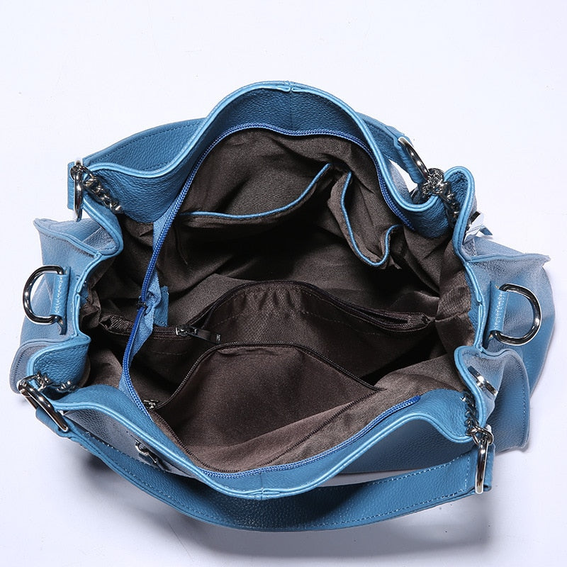 Tassel Detail Genuine Leather Shoulder Bag