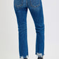 RISEN High Rise Distressed Crop Straight Jeans