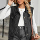 Pocketed Button Up Sleeveless Denim Jacket