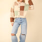 Color Block Button Down Textured Sweater Cardigan