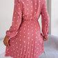 Polka Dot Tie Neck Pleated Dress