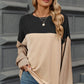 Contrast Round Neck Long Sleeve T-Shirt