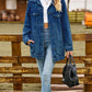 Buttoned Collared Neck Denim Jacket with Pockets