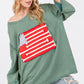 American Flag Patch Drop Shoulder T-Shirt