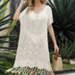 Eyelet Fringe Hem Longline Knit Cover Up