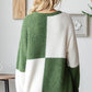 Color Block Round Neck Long Sleeve Ribbed Sweater