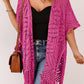 Openwork Open Front Cardigan with Fringes