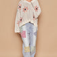 POL Floral Pattern Hooded High-Low Sweater