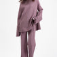 Slit Round Neck Long Sleeve Top and Drawstring Pants Sweater Set