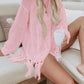 Openwork Tassel Hem Long Sleeve Knit Cover Up