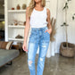 Judy Blue Distressed Straight Jeans with Patch Pockets