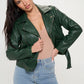 Coalition LA Zip Up Biker Jacket with Belt