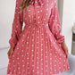 Polka Dot Tie Neck Pleated Dress