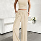 Mock Neck Sleeveless Top and Drawstring Pants Set