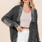 Contrast Patch Open Front Mineral Wash Cardigan