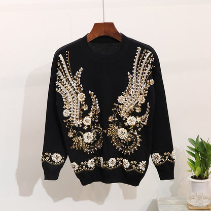 Embellished Knitted Pullover Sweater and Pants Set