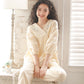 Embroidered Three-Quarter Sleeve Pajama Set