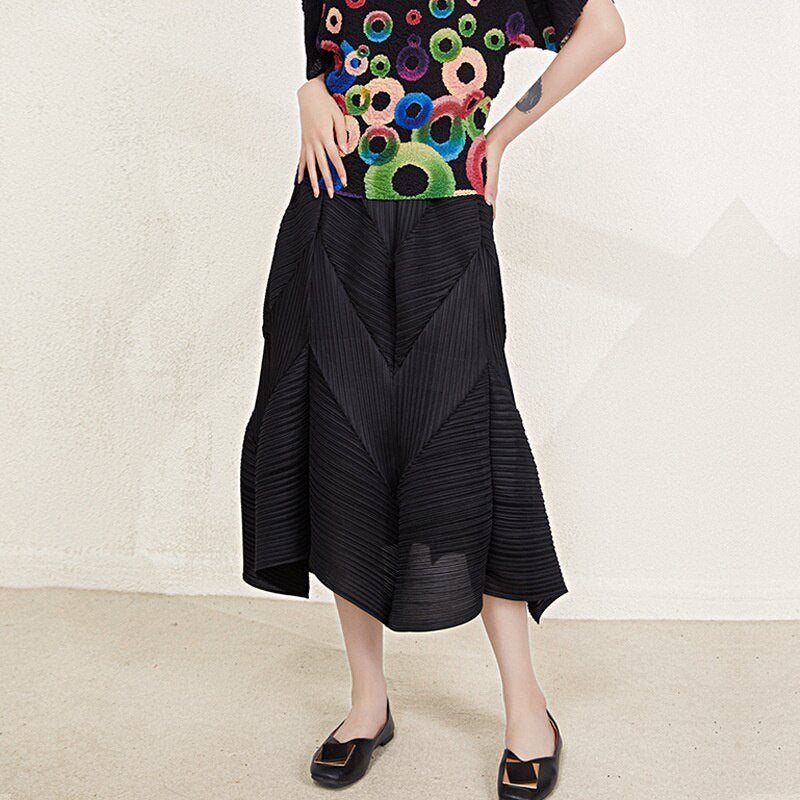 Miyake Pleated High Waist Spliced Skirts