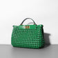 PU Woven Hollow Out Shoulder Handbag