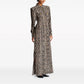 Printed extra long four button dress with inner layer for single wear