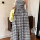 Checkered Sleeveless A-Line Maxi Dress