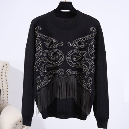 2Pcs Embellished Sweater & Pants Set