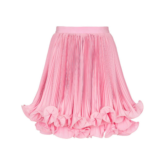 Pleated Ruffle Hem Layered Mini Skirt