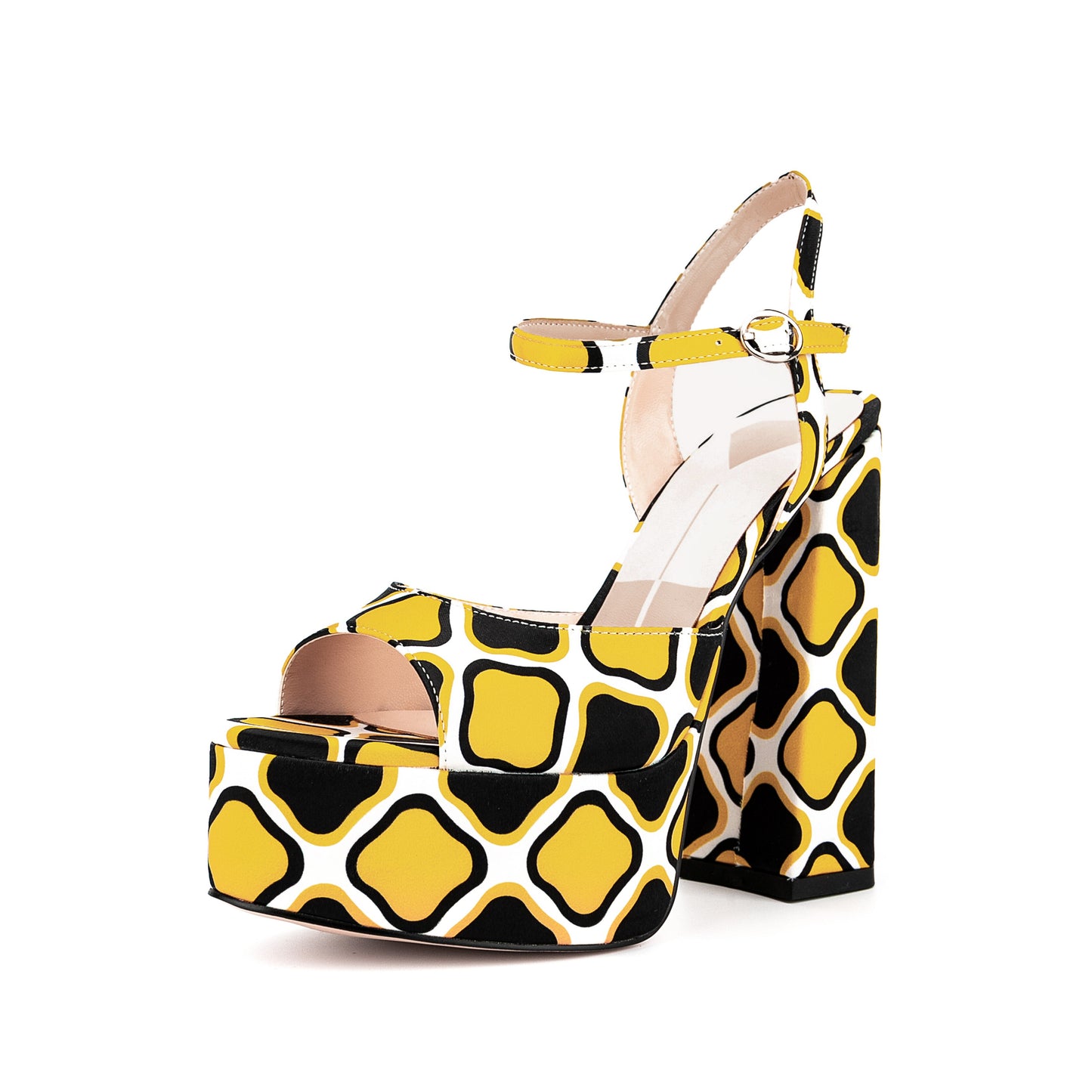 Round Toe Chunky Square Heels Platform Sandals