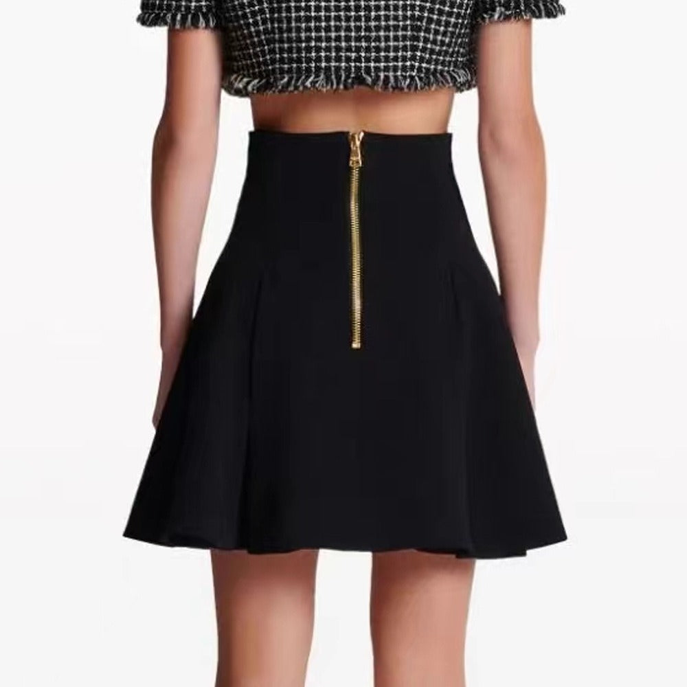 High Waisted Pleated Mini Skirt