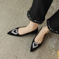 Crystal Heart Pointed Toe Button Heel Shoes