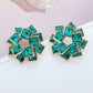 Golden Diamond Heavy Industry Maze Square Earrings for Women's Super Flash Trendy Dinner Earrings