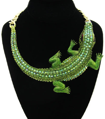 Rhinestone Crocodile Collar Necklace