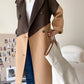 Color Block Patchwork Woolen Parka Coat