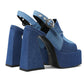 Spliced Denim High Heel Platform Sandals