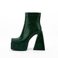 Square Head Animal Pattern Chunky Heel Boots