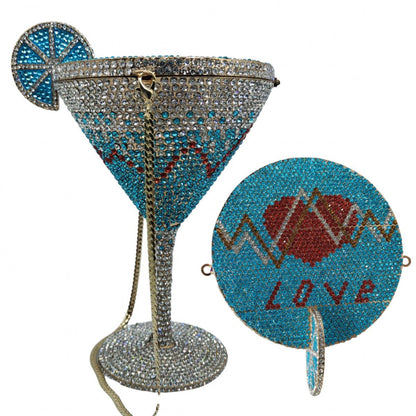 Rhinestone Cocktail Tall Glass Party Bag