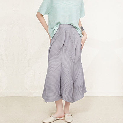 Miyake Pleated High Waist Spliced Skirts