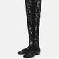 Lace Round Toe Low Heel Over-the-Knee Boots