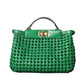 PU Woven Hollow Out Shoulder Handbag