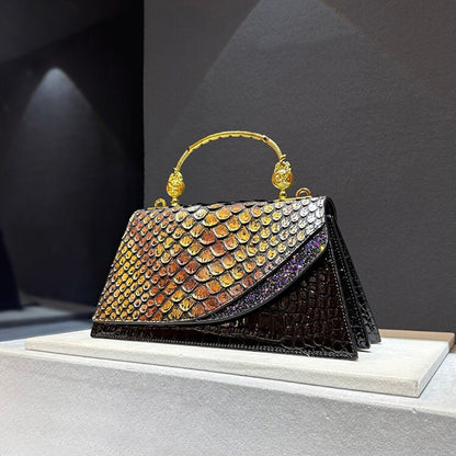 Crocodile Pattern Single Shoulder Crossbody Bag