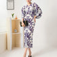 Miyake Pleated Printed Batwing Sleeve Midi Dress