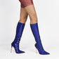Metallic Patent Leather Thin Heels Knee-High Boots