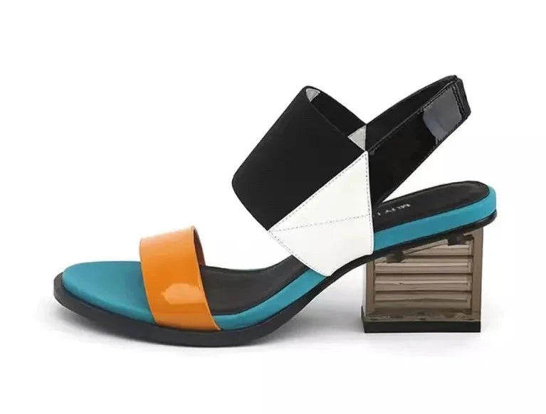 Color Block Transparent High Heel Sandals