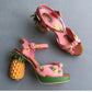 Printed Pineapple High Heel Sandals
