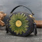 Retro Floral Embossed Circular Bag